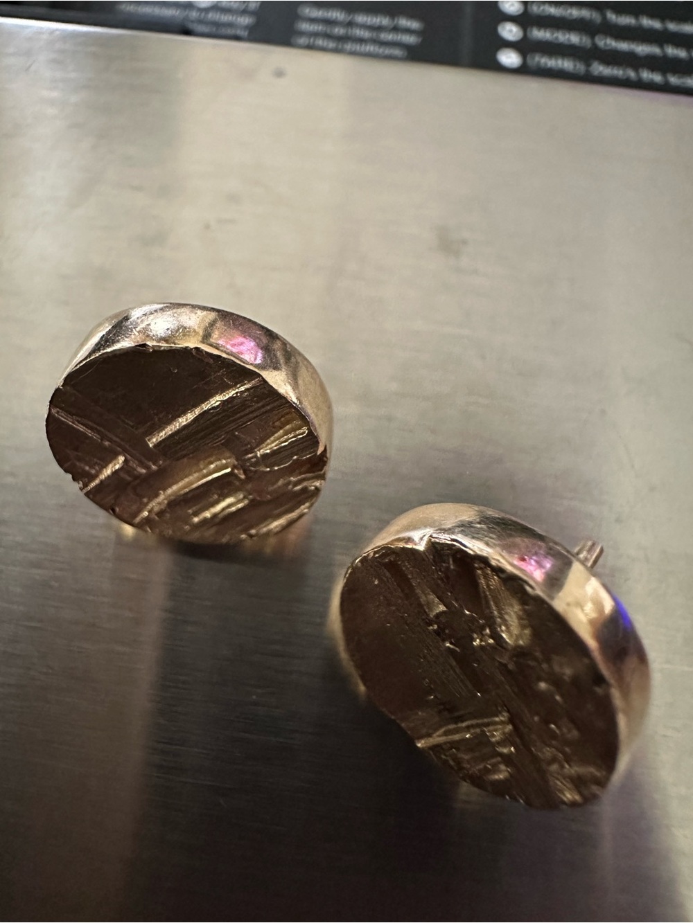14 Karat Solid Gold Textured Round Gold Stud Earrings